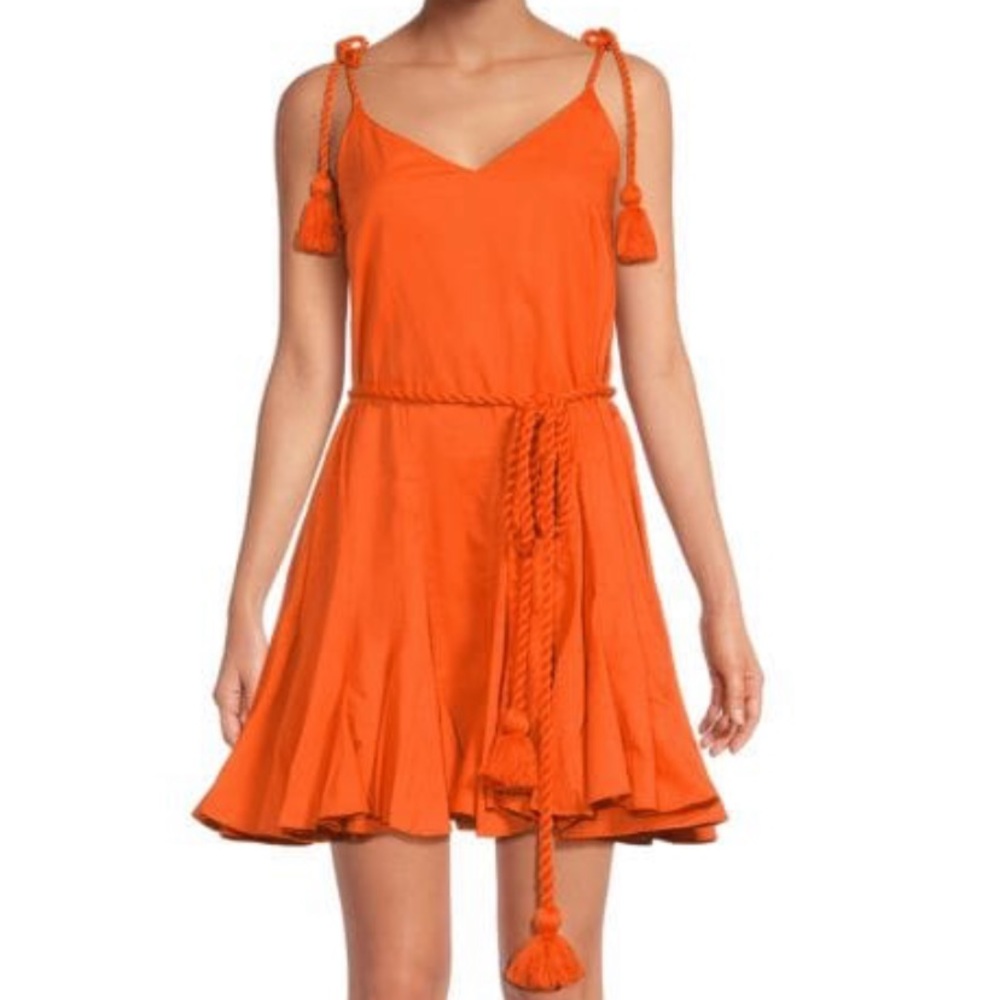 Rhode V-Neck Tassle Tie Mini Dress WHITE